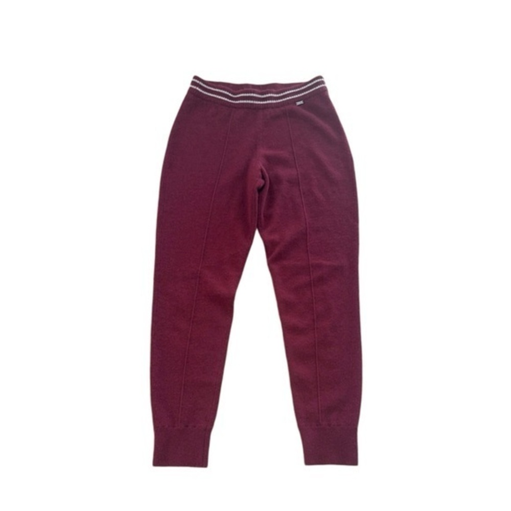 St. John 100% Cashmere Maroon Burgundy Pull‎ On Jogger Lounge Pants Petite Small